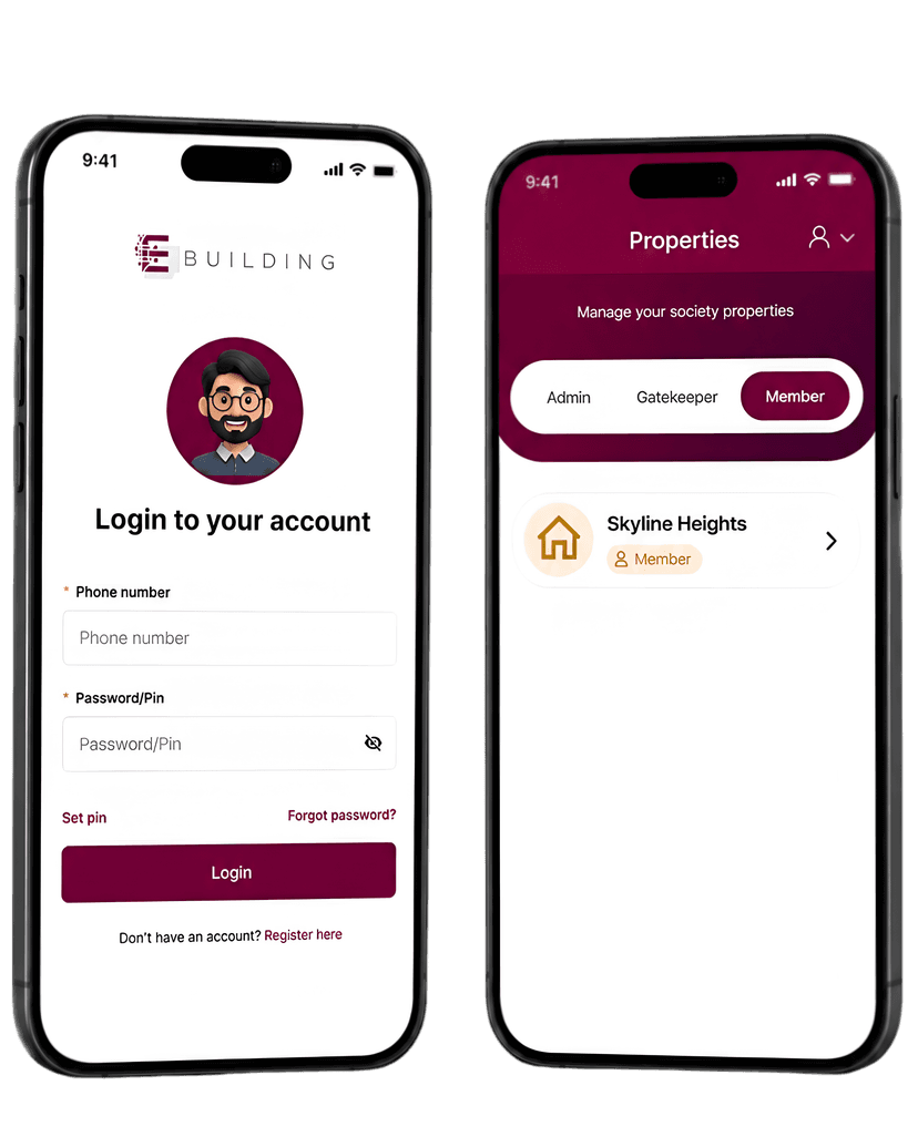 E Building App Login Screen