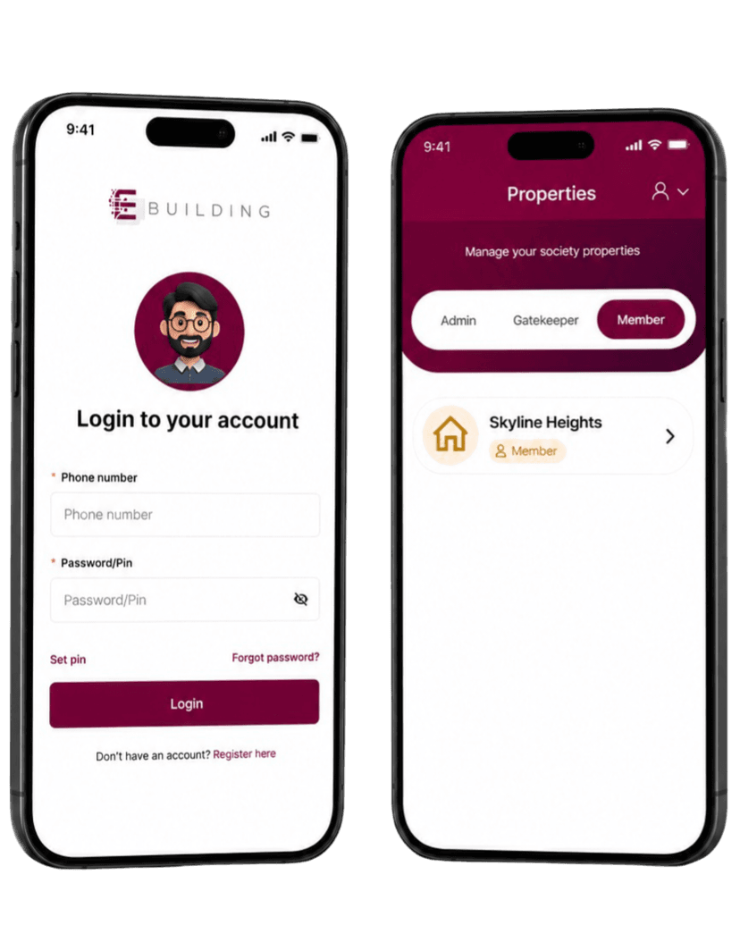 E Building App Login Screen